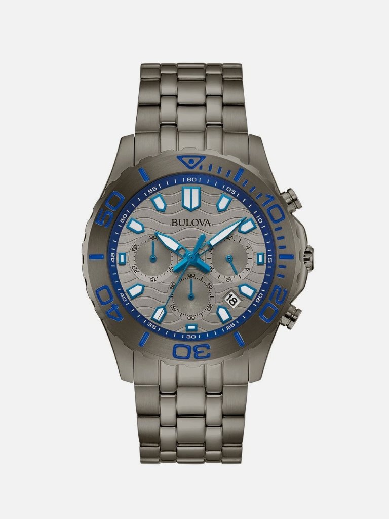 Bulova Men's Sport 42mm Blue Gray Stainless Steel Quartz Watch